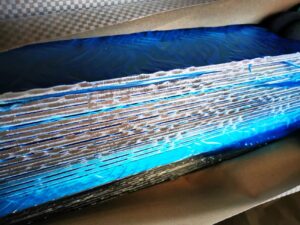 ALUMINUM CHEQUERED SHEET WITH BLUE FILM 